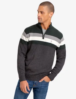 1/4 ZIP STRIPED SWEATER