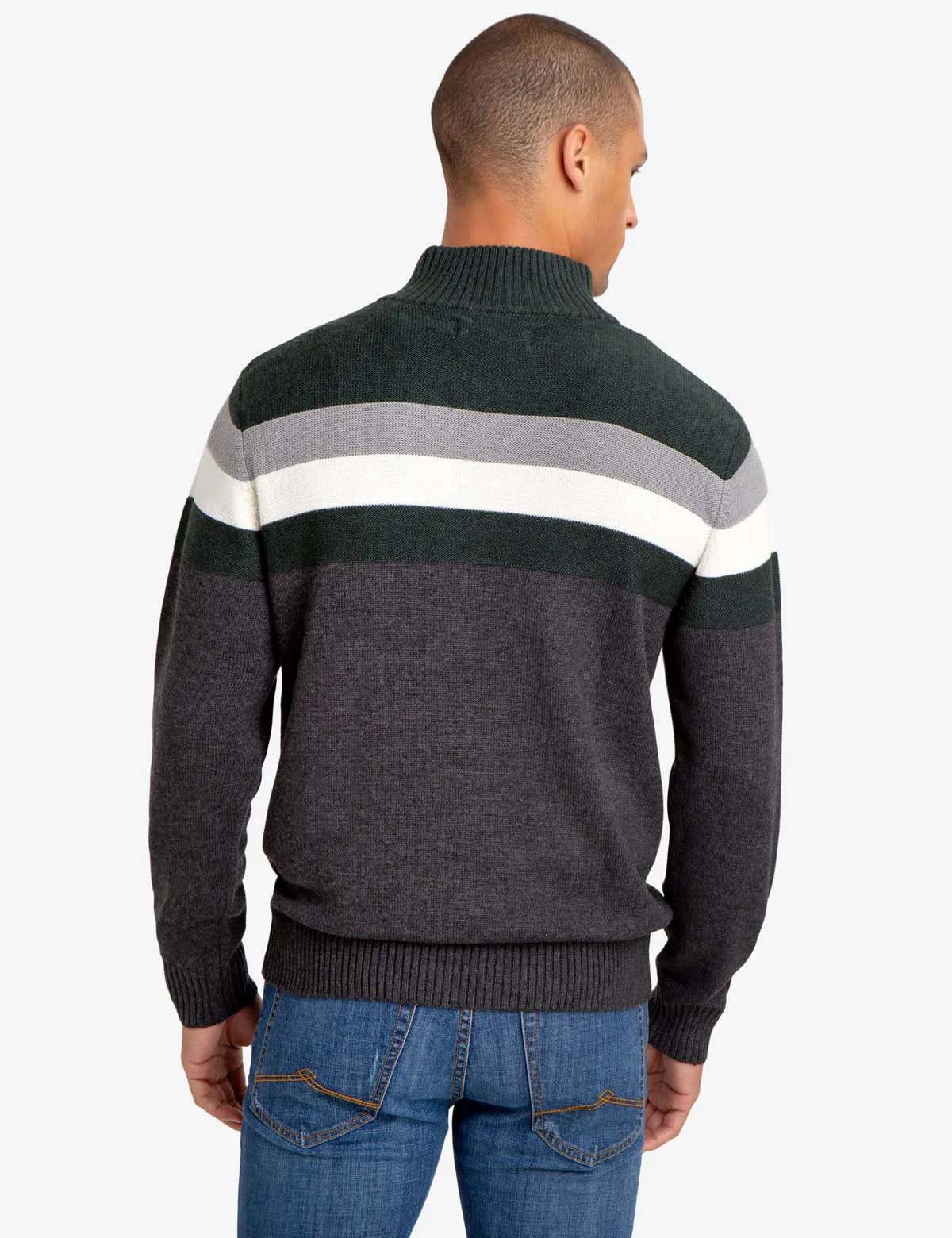 1/4 ZIP STRIPED SWEATER