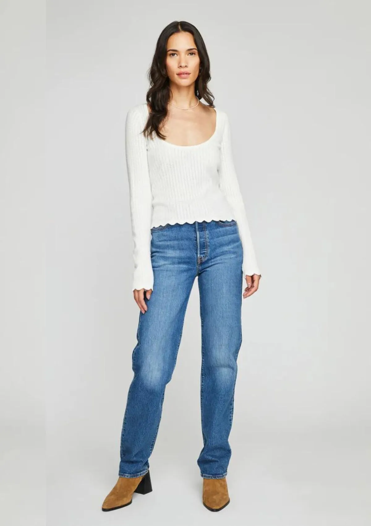 Annie Tulip-Hem Long Sleeve Top