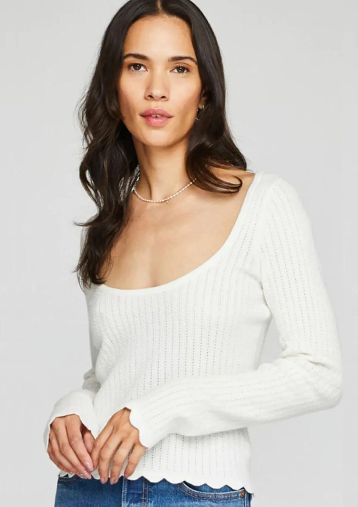 Annie Tulip-Hem Long Sleeve Top