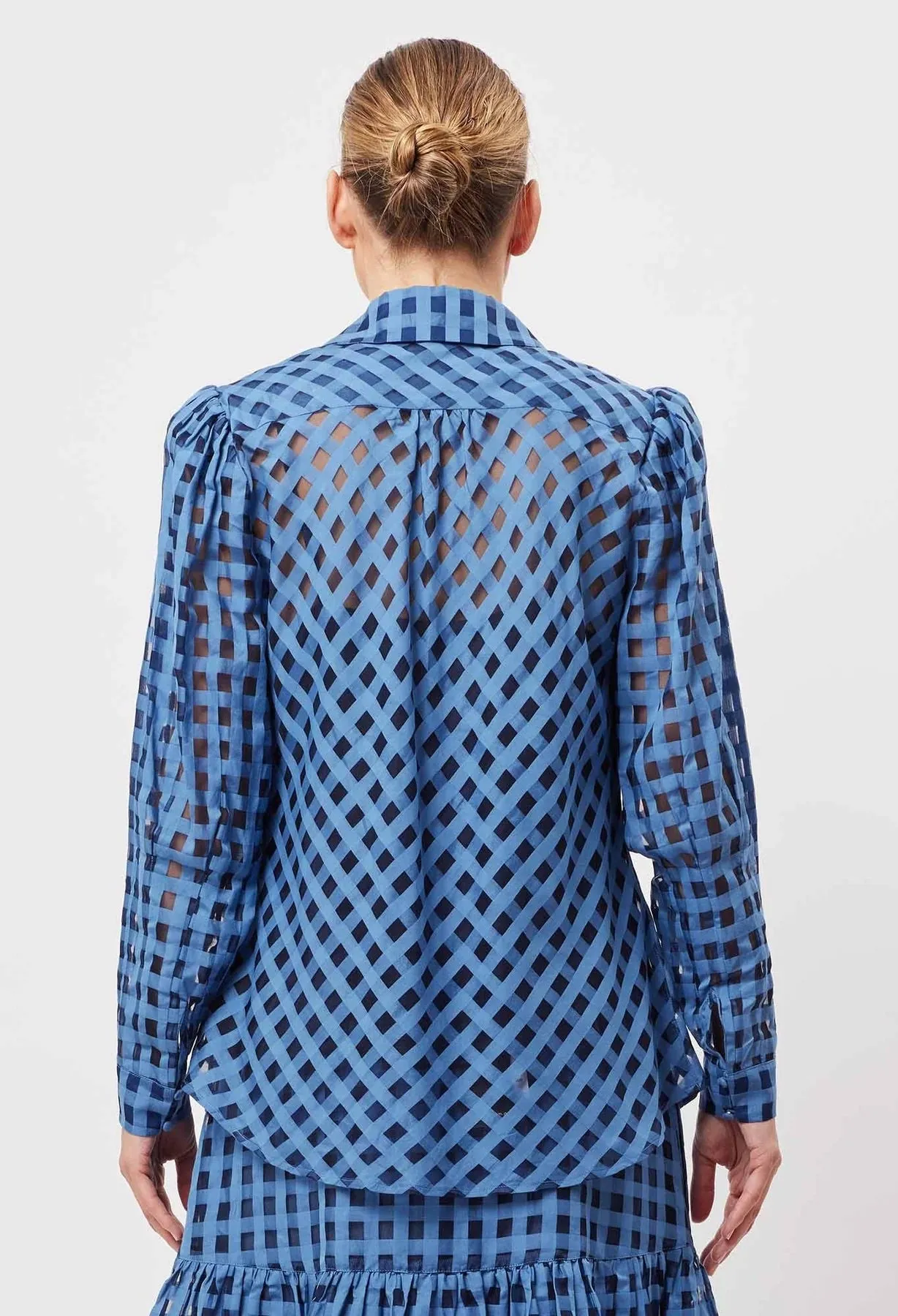 ANTIGUA COTTON SILK SELF-CHECK SHIRT IN LAGUNA