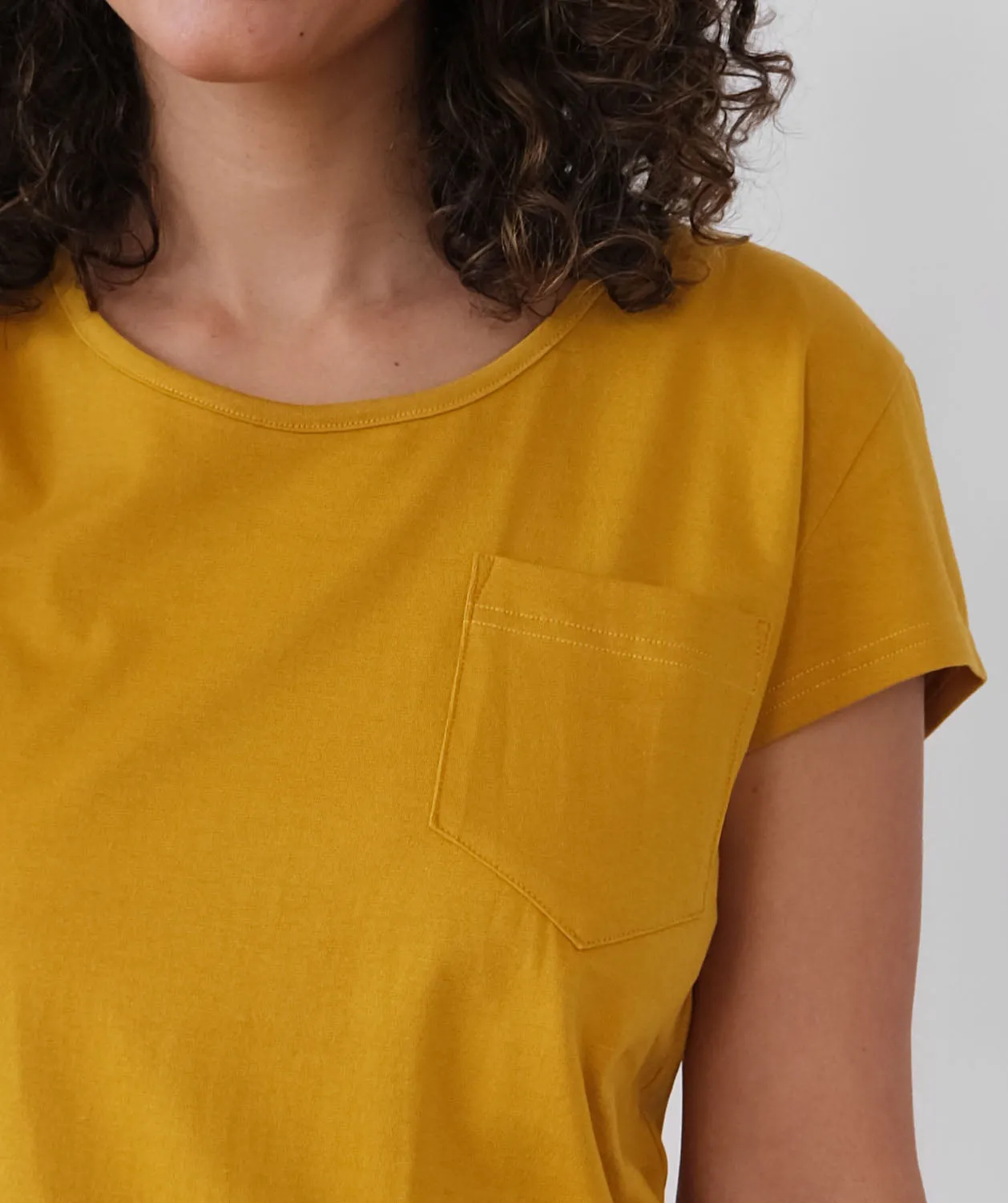 ASHA pocket tee in Chartreuse Mustard