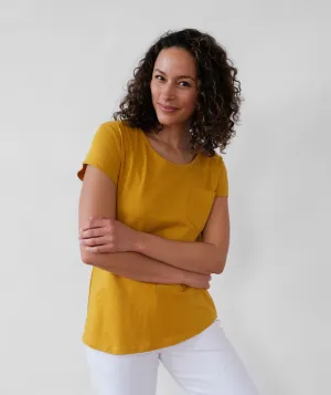 ASHA pocket tee in Chartreuse Mustard