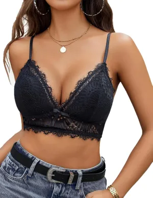 Avidlove Bralette Wireless Lace Camisole V-Neck Double-Layered Y2K Crop Top
