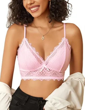 Avidlove Bralette Wireless Lace Camisole V-Neck Double-Layered Y2K Crop Top