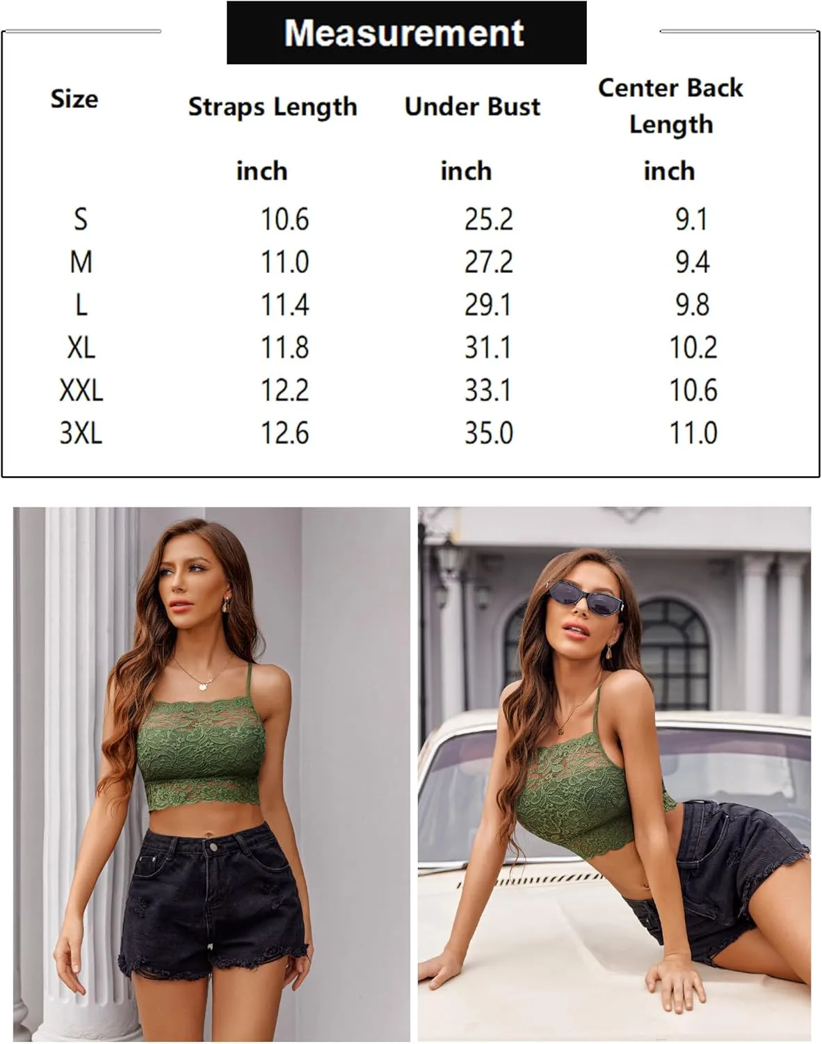 Avidlove Lace Bralette for Women High Neck Camisoles Racerback Double-Layered Crop Top
