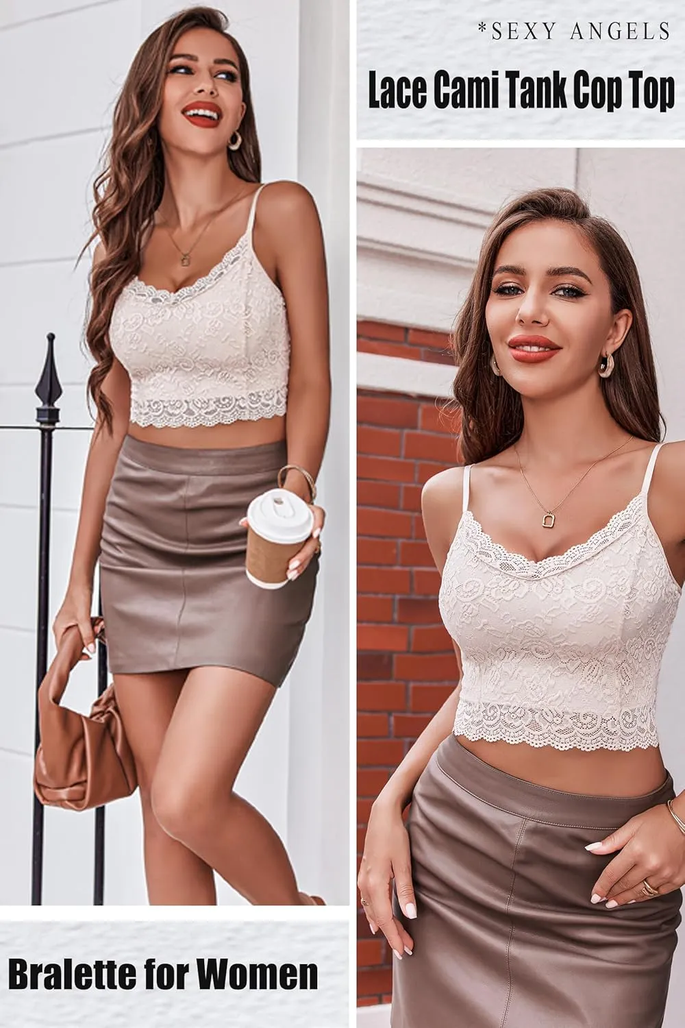 Avidlove Lace Bralette for Women Spaghetti Strap Tank Top V Neck Slim Basic Camisoles