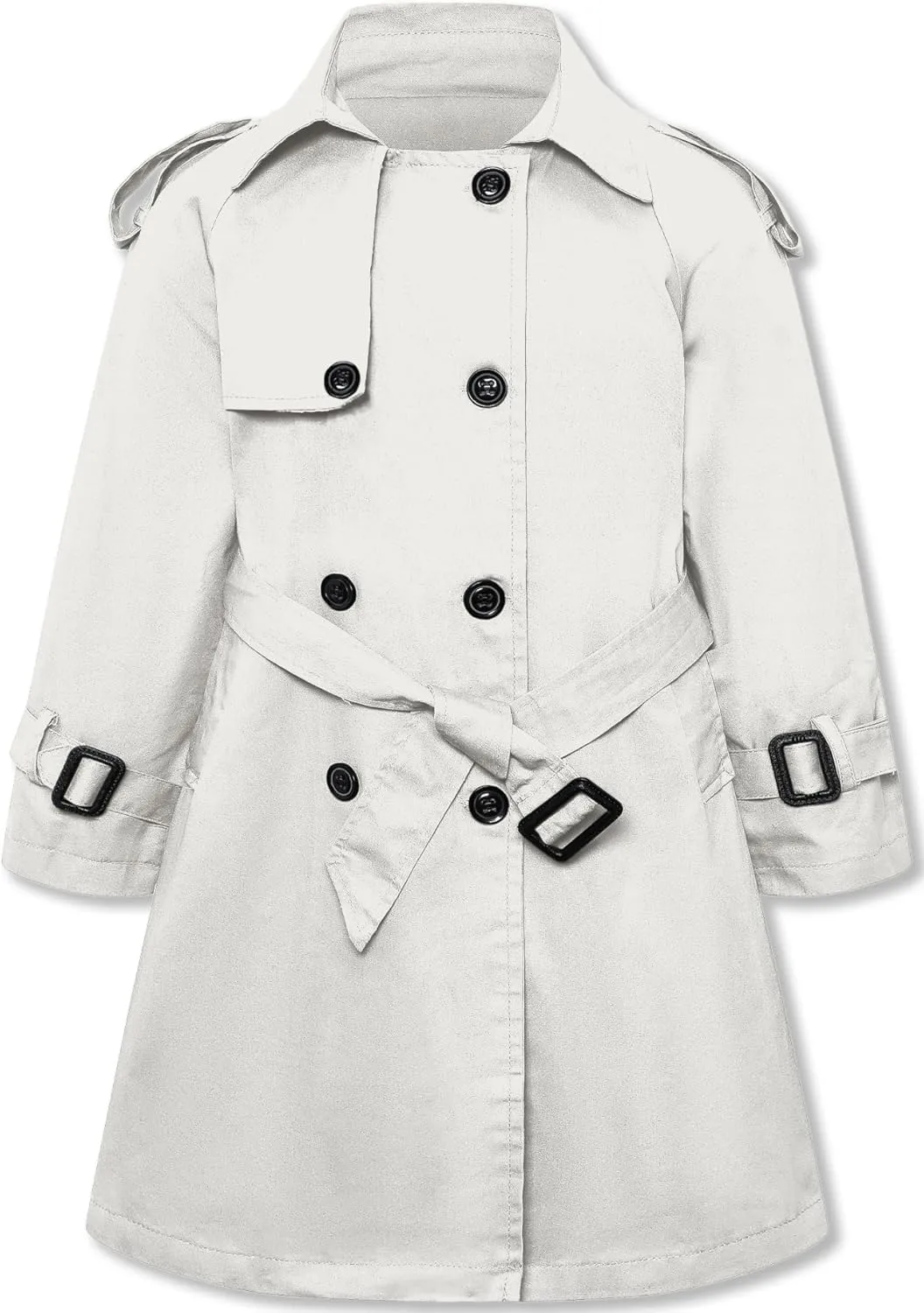 Betusline Girls & Women's Trench Coat Double Breasted Classic Lapel Outerwear, 3 Years - Women 2XL
