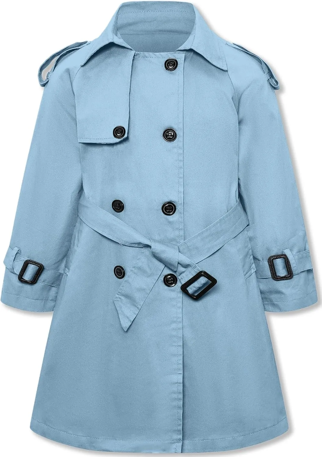 Betusline Girls & Women's Trench Coat Double Breasted Classic Lapel Outerwear, 3 Years - Women 2XL