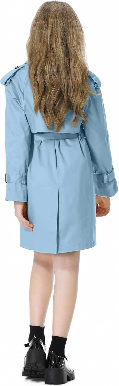 Betusline Girls & Women's Trench Coat Double Breasted Classic Lapel Outerwear, 3 Years - Women 2XL
