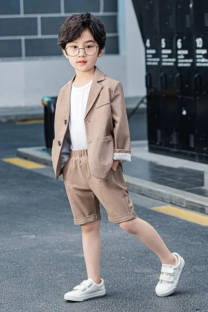 Boys Plaid Blazer Pants Set Casual Suit Classic Kids 2 Piece Sport Coats Outfits