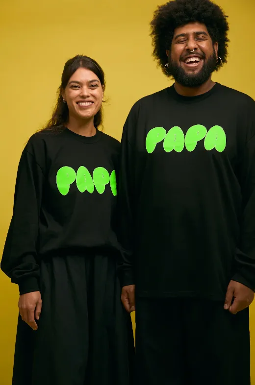 Bubble Longsleeve Tee ~ Black (non gendered) by Papa Clothing