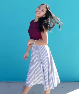 CAROLINA stripe circle skirt in Grey