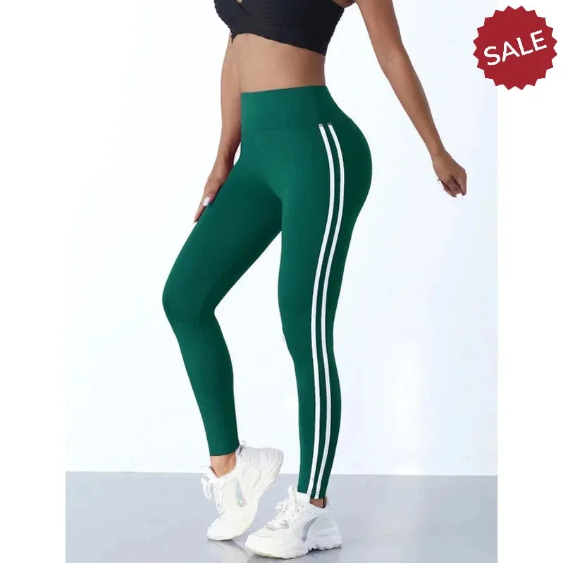 Casual Sports High-Waist Stripe Pants - Yoga Leggings