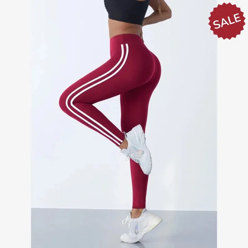 Casual Sports High-Waist Stripe Pants - Yoga Leggings