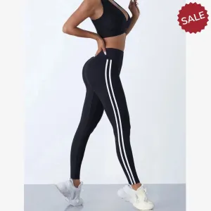 Casual Sports High-Waist Stripe Pants - Yoga Leggings