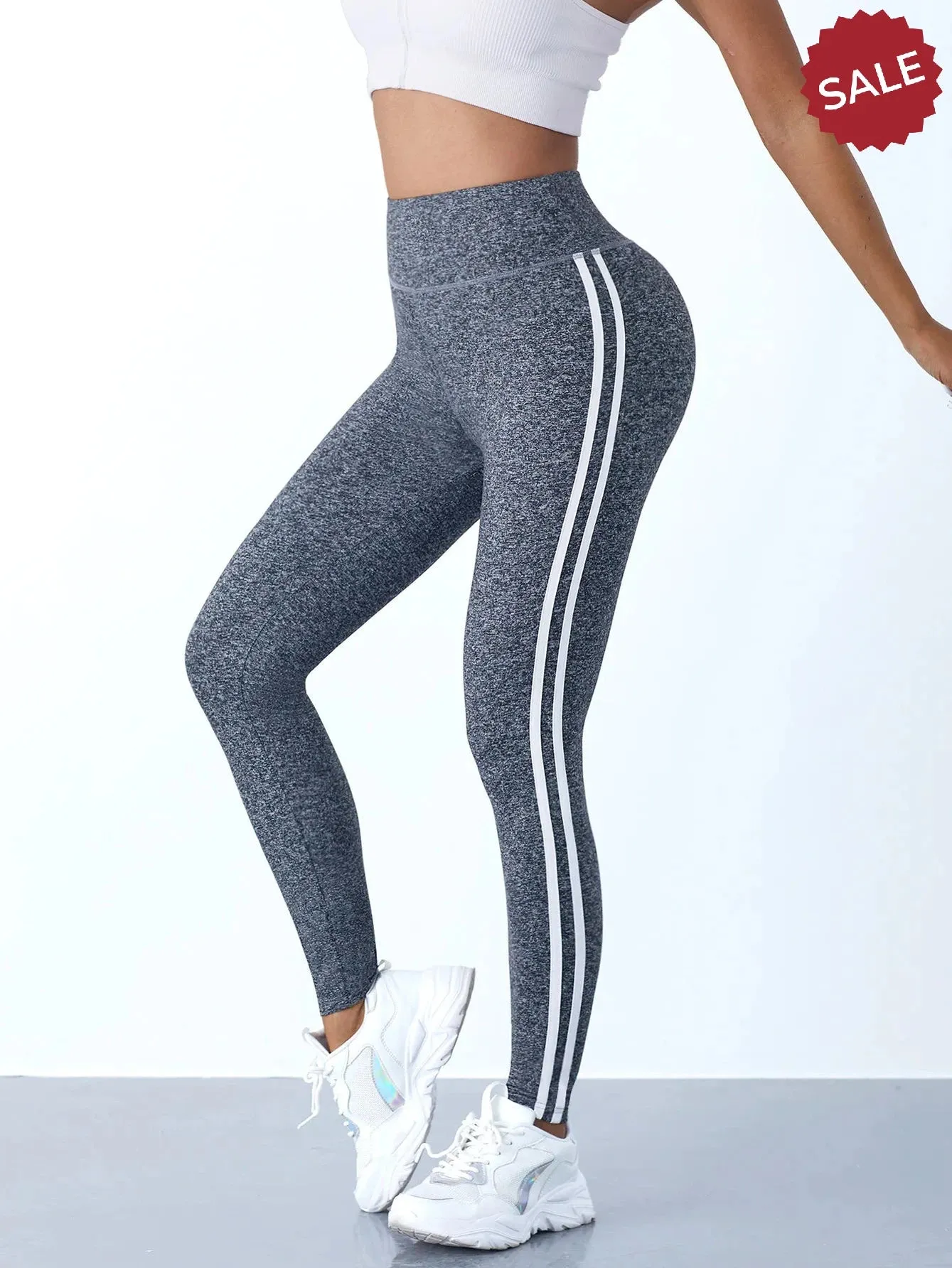 Casual Sports High-Waist Stripe Pants - Yoga Leggings