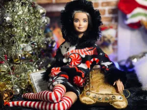 Christmas hoodie for fashion dolls candy cane