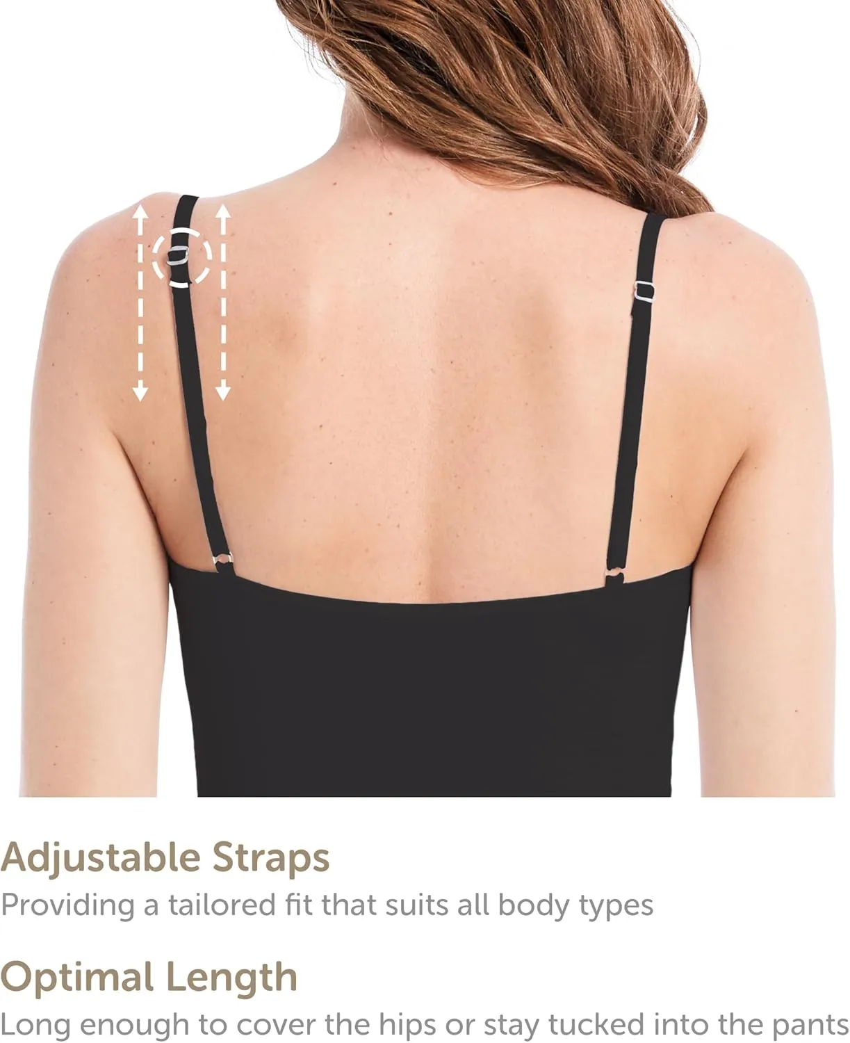 Comfneat Women's 4-Pack Slim-Fit Camisoles Cotton Adjustable Spaghetti Strap Top Underwear
