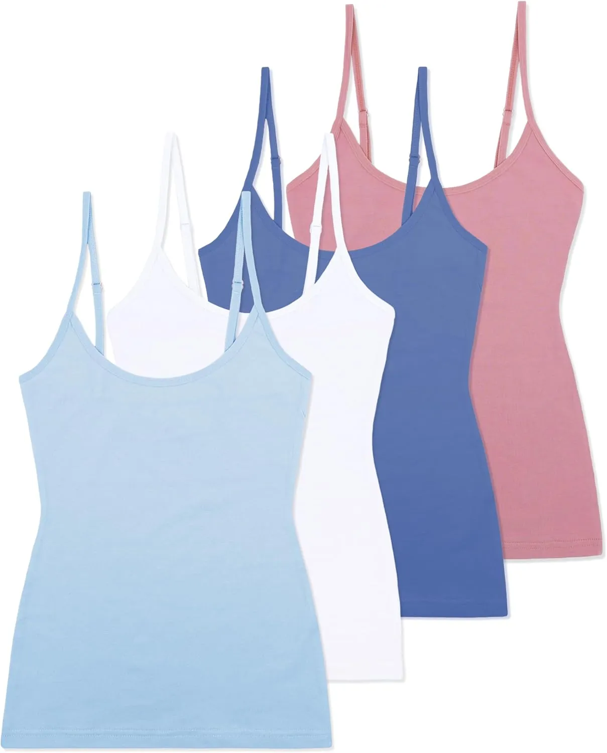 Comfneat Women's 4-Pack Slim-Fit Camisoles Cotton Adjustable Spaghetti Strap Top Underwear