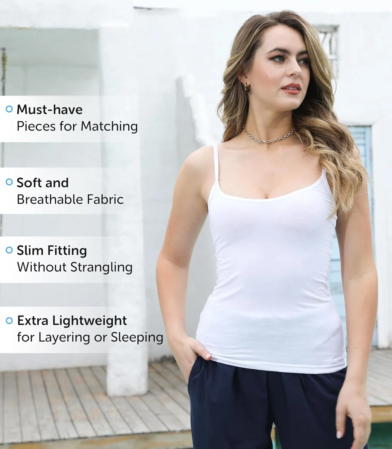 Comfneat Women's 4-Pack Slim-Fit Camisoles Cotton Adjustable Spaghetti Strap Top Underwear