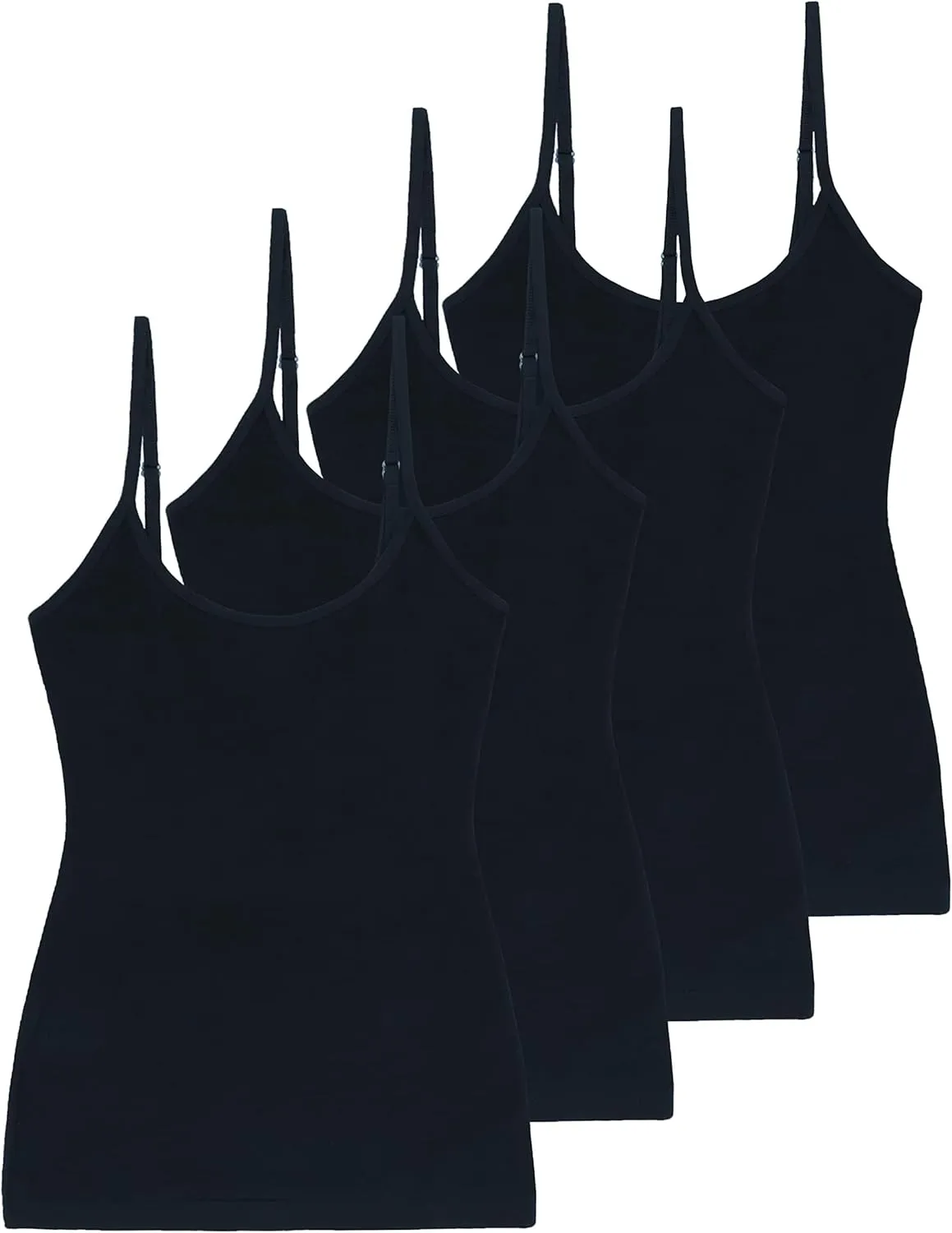 Comfneat Women's 4-Pack Slim-Fit Camisoles Cotton Adjustable Spaghetti Strap Top Underwear
