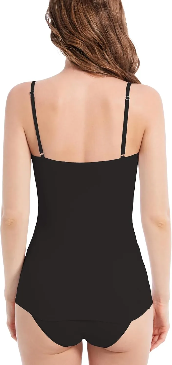 Comfneat Women's 4-Pack Slim-Fit Camisoles Cotton Adjustable Spaghetti Strap Top Underwear