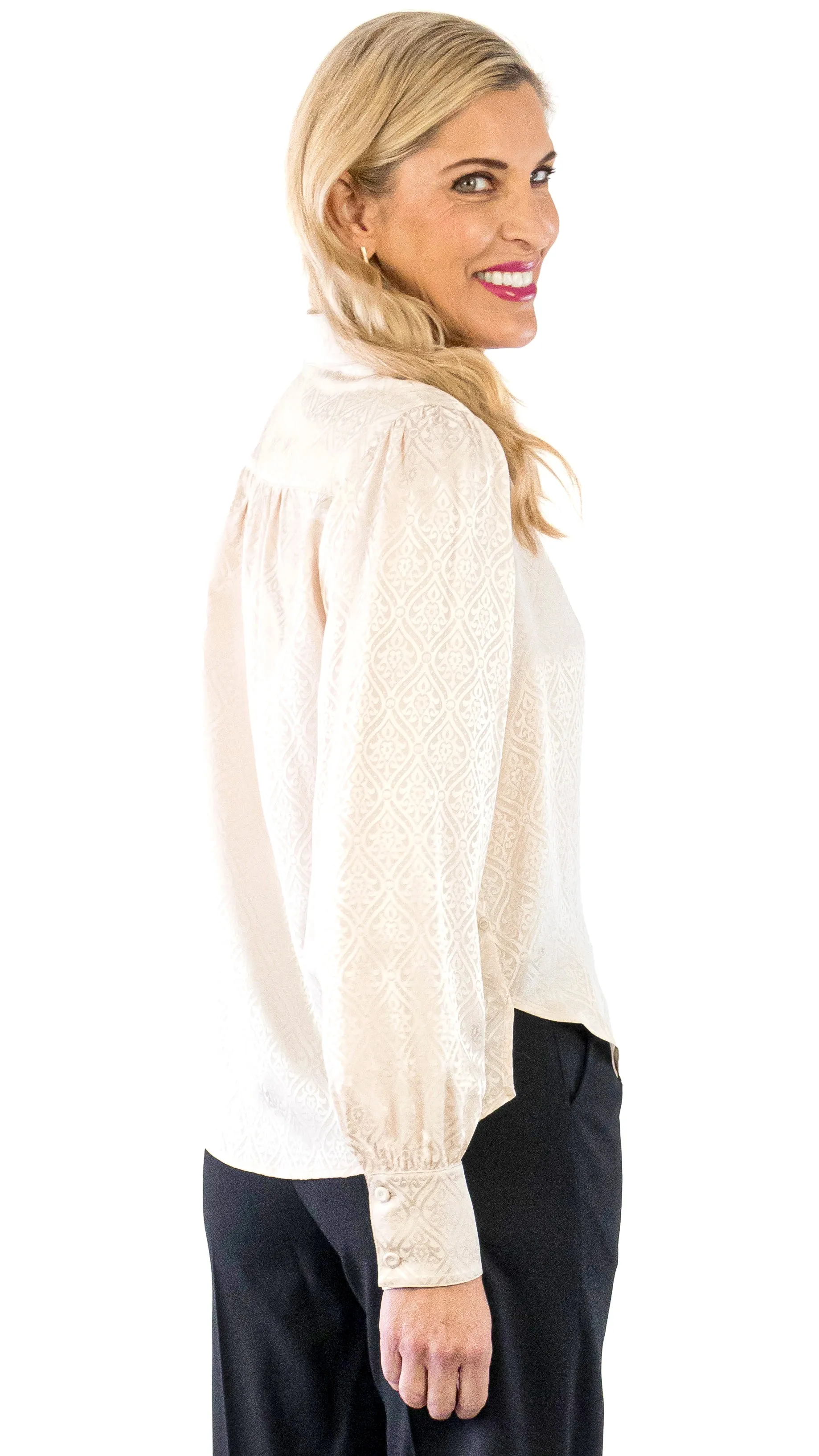 Diamond Patterned Blouse - Ecru