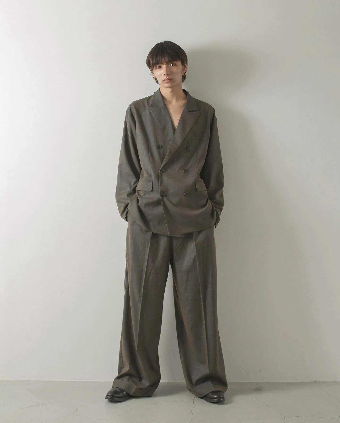 double breasted chambray tailored jacket