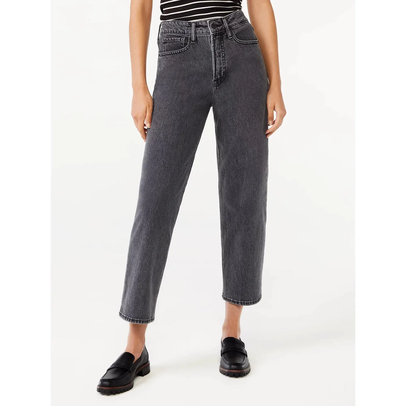 FA Cropped Wide High Rise Straight Jeans