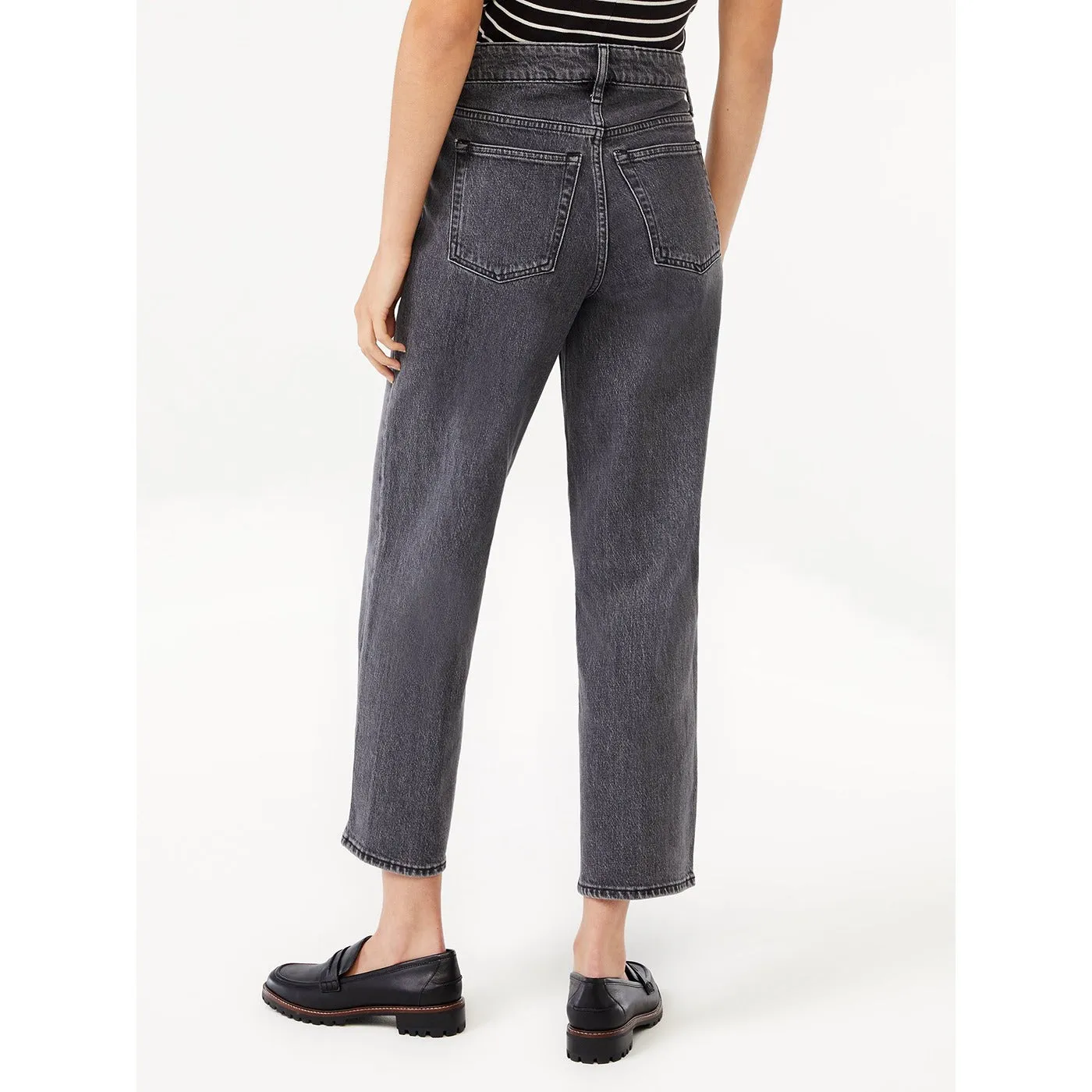 FA Cropped Wide High Rise Straight Jeans