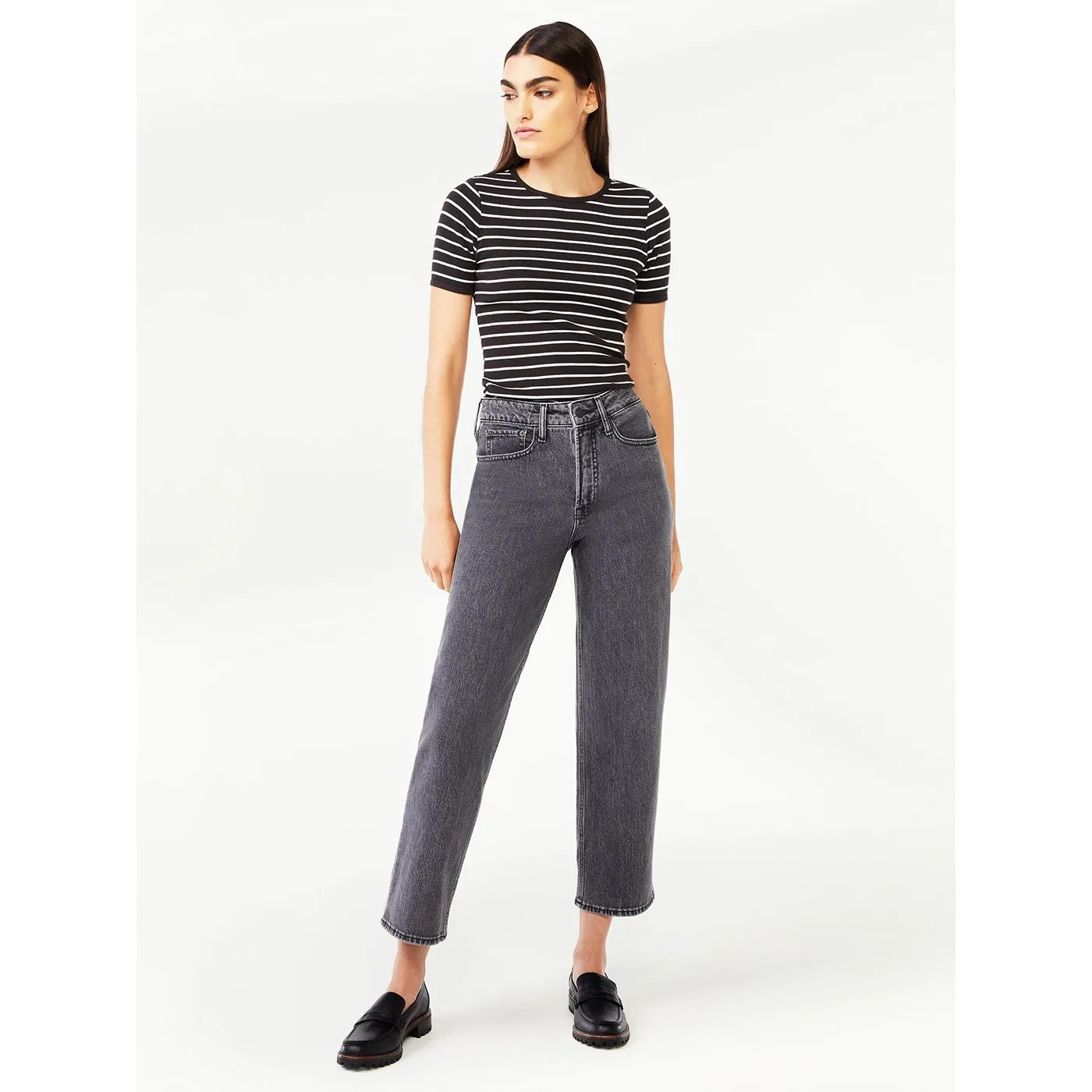 FA Cropped Wide High Rise Straight Jeans