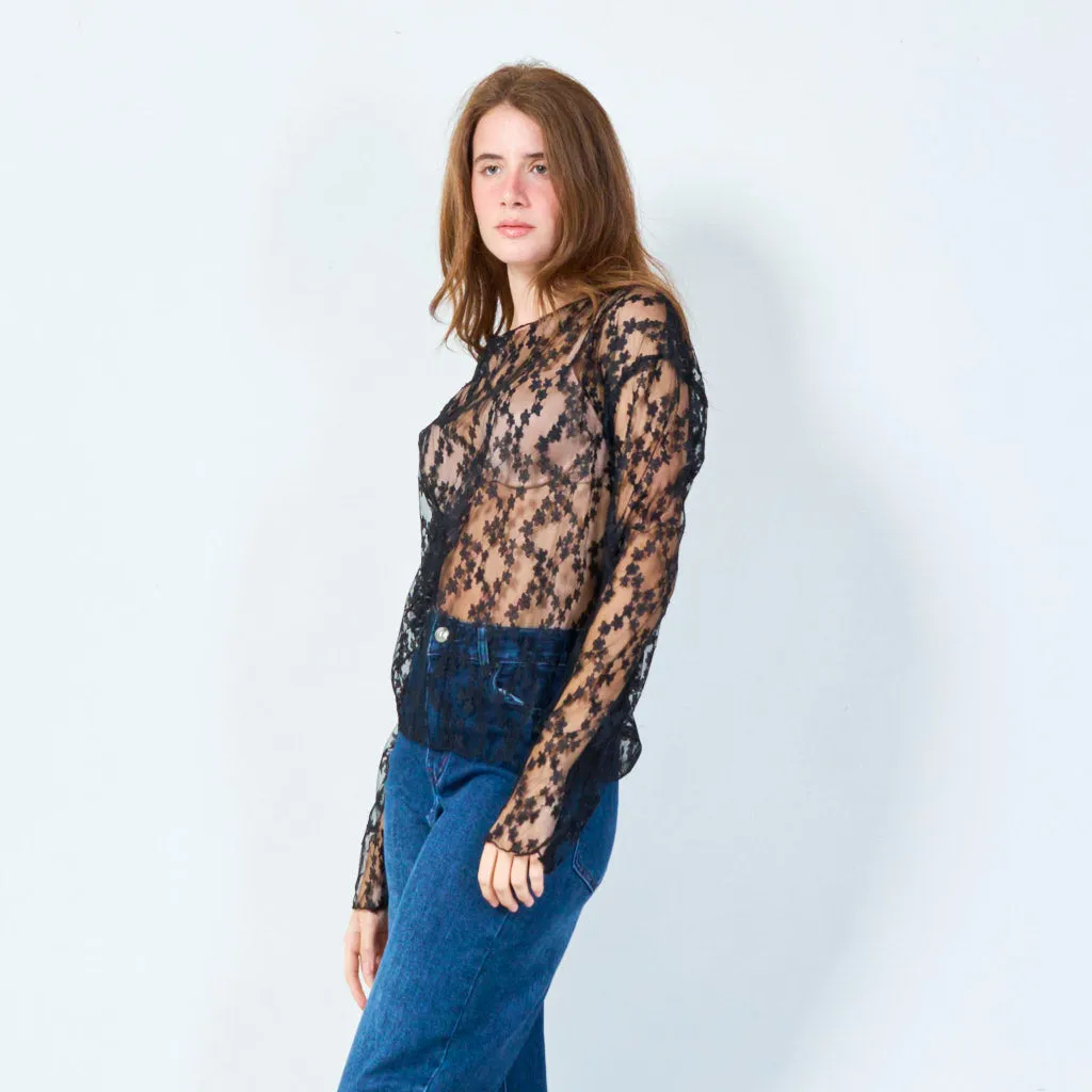 Floral lace top with delicate detailing wholesale