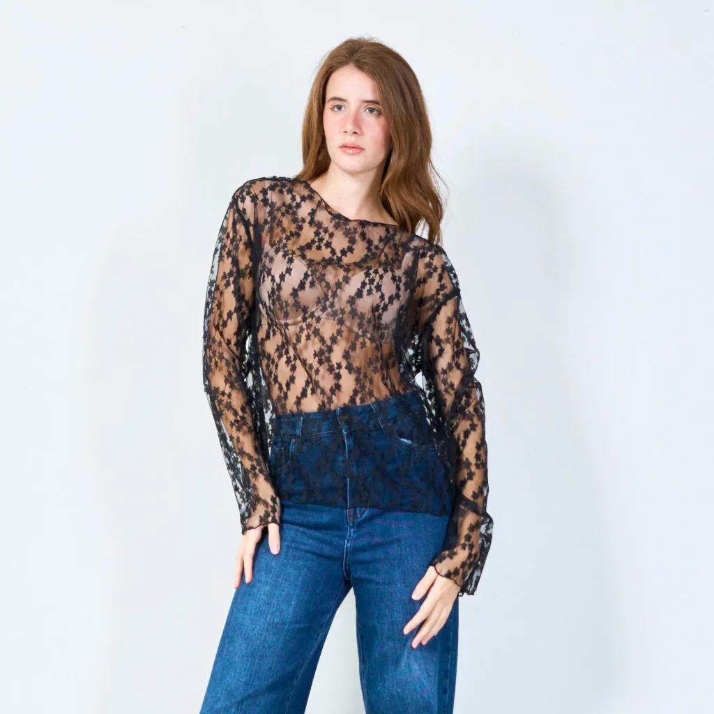 Floral lace top with delicate detailing wholesale
