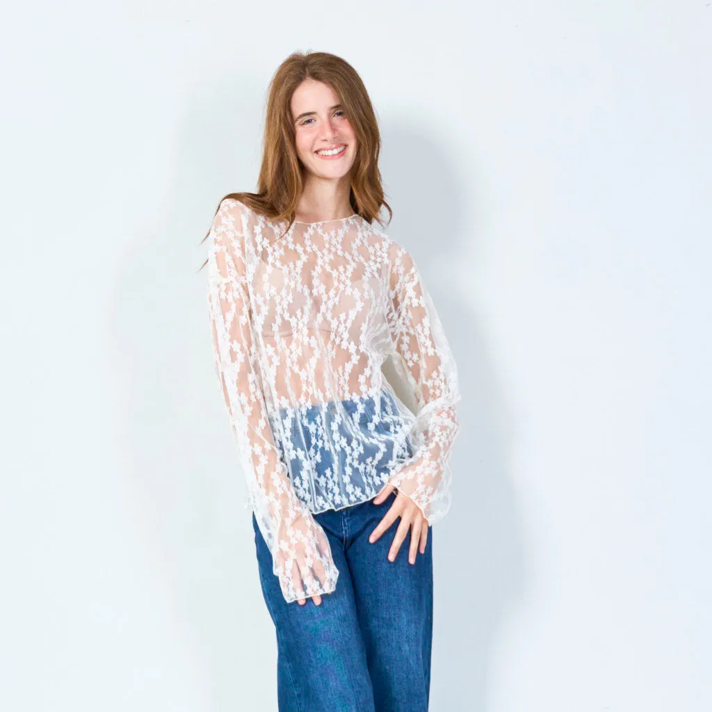 Floral lace top with delicate detailing wholesale