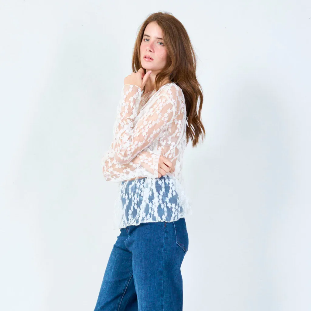 Floral lace top with delicate detailing wholesale