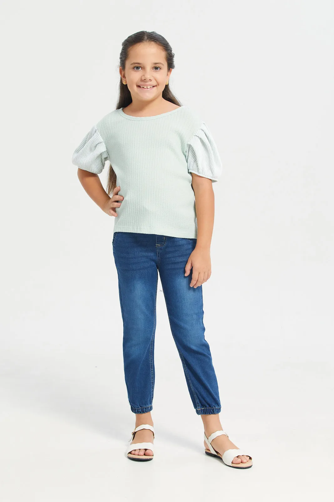 Girls Navy Pocket Jeggings