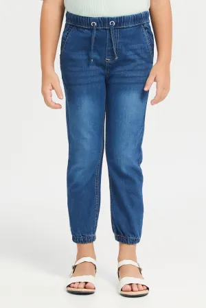 Girls Navy Pocket Jeggings