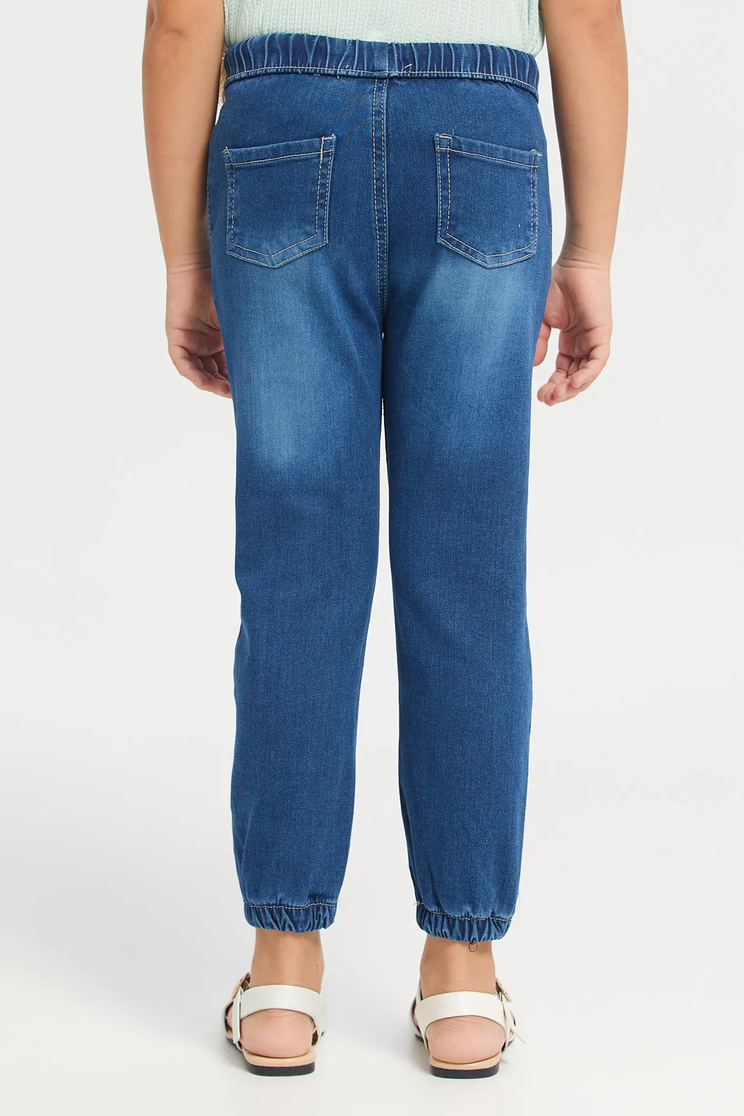 Girls Navy Pocket Jeggings