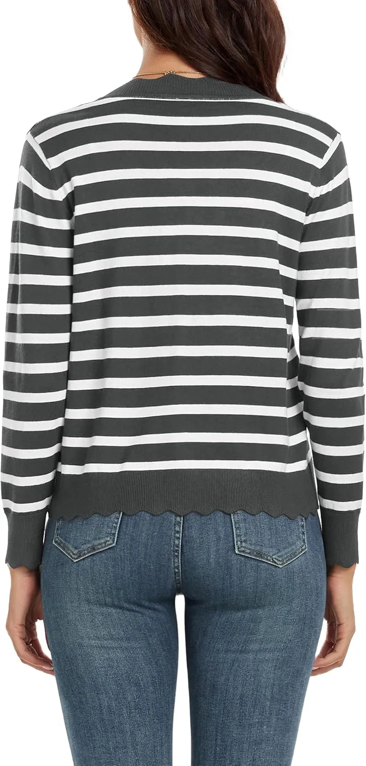 GRECERELLE Women's Long Sleeve V-Neck Button Down Cardigan Knit Shrugs Sweater