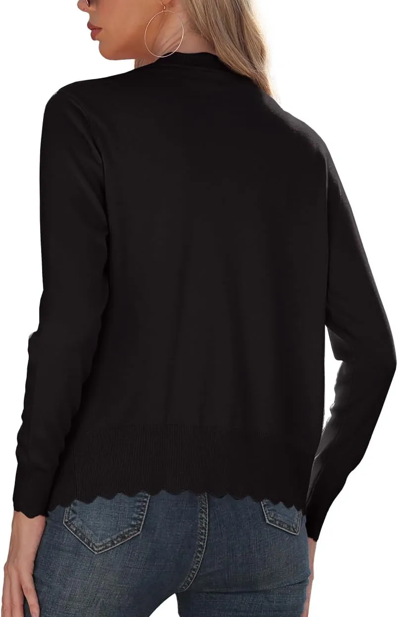 GRECERELLE Women's Long Sleeve V-Neck Button Down Cardigan Knit Shrugs Sweater