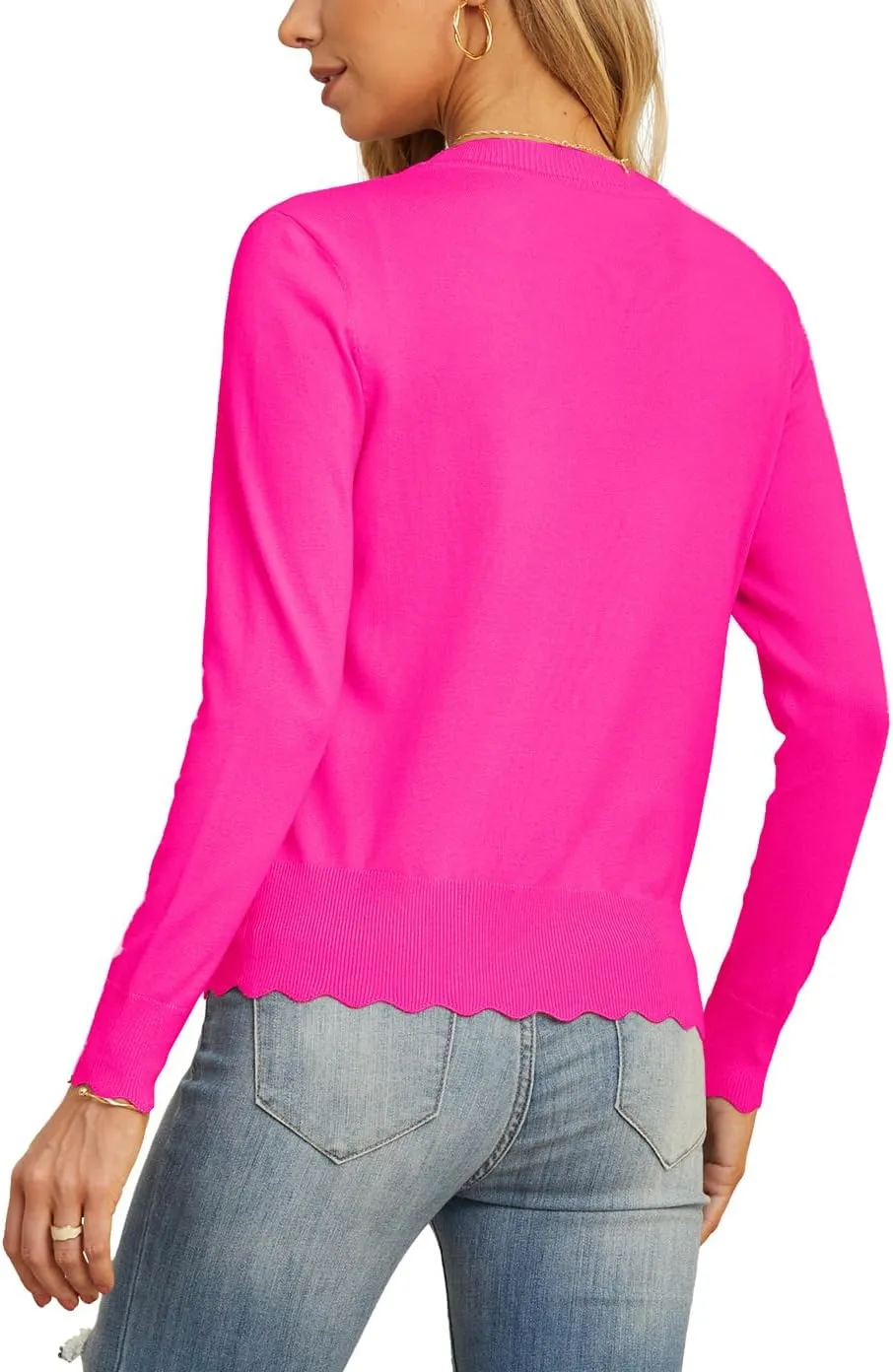 GRECERELLE Women's Long Sleeve V-Neck Button Down Cardigan Knit Shrugs Sweater