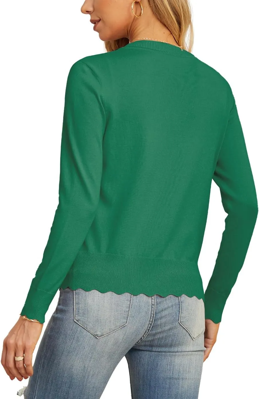 GRECERELLE Women's Long Sleeve V-Neck Button Down Cardigan Knit Shrugs Sweater
