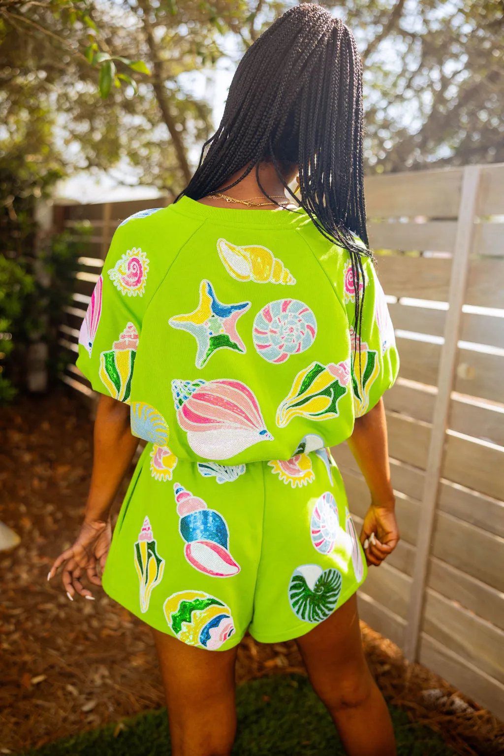 Green Colorblock Shells Short