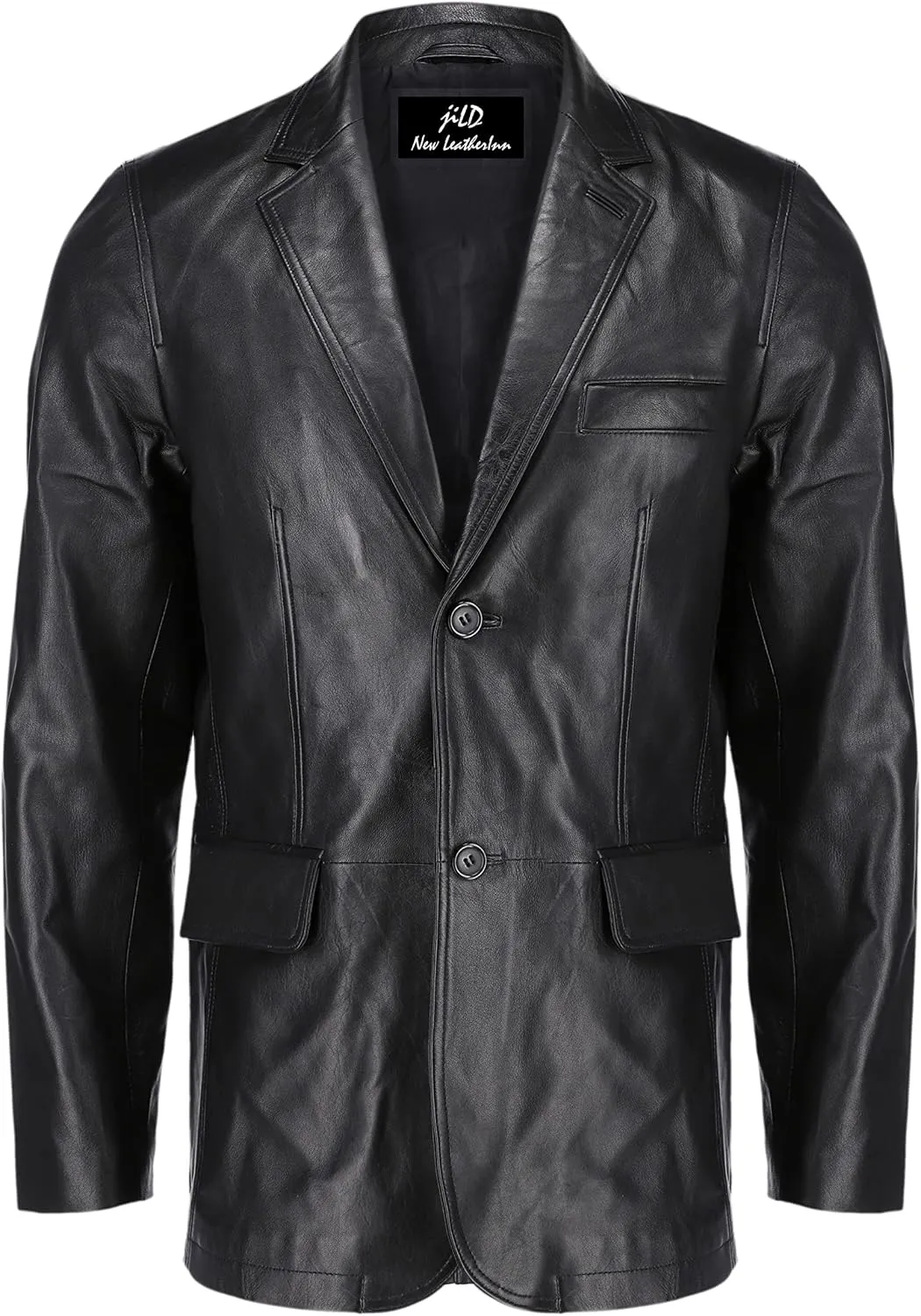 Jild Lambskin Leather Jacket Men Casual Coat  Notched Collar Classic Bonds Style Ultimate Leather Blazer for Men