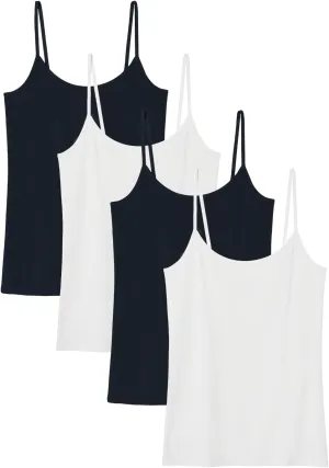 Knuffnee Women Camisoles Spaghetti Strap Tank Top Basic Cami Undershirt 4 Pack