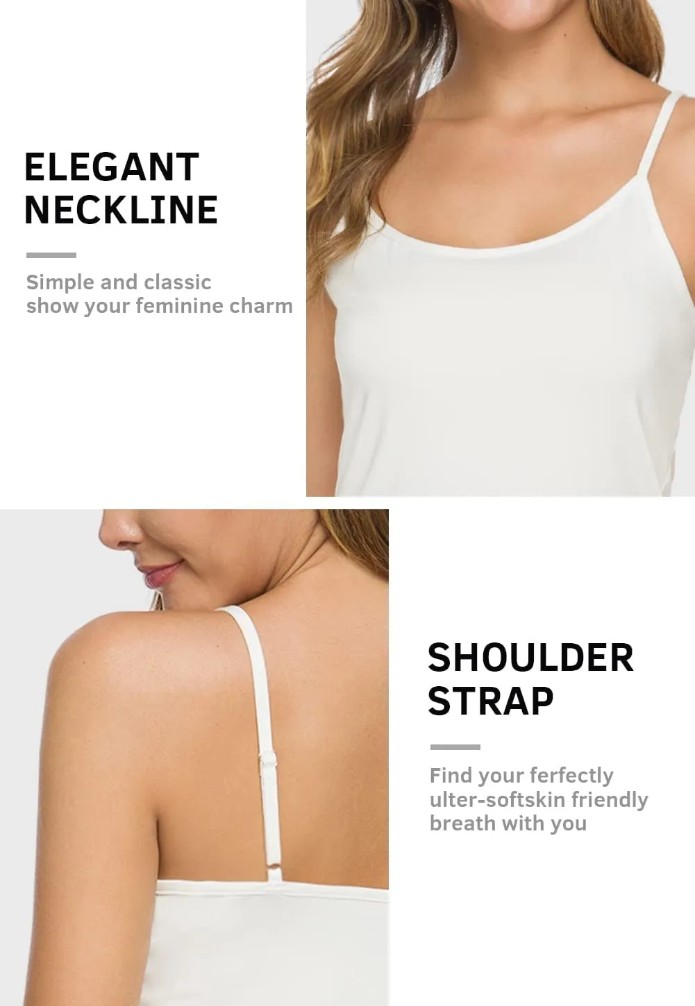 Knuffnee Women Camisoles Spaghetti Strap Tank Top Basic Cami Undershirt 4 Pack