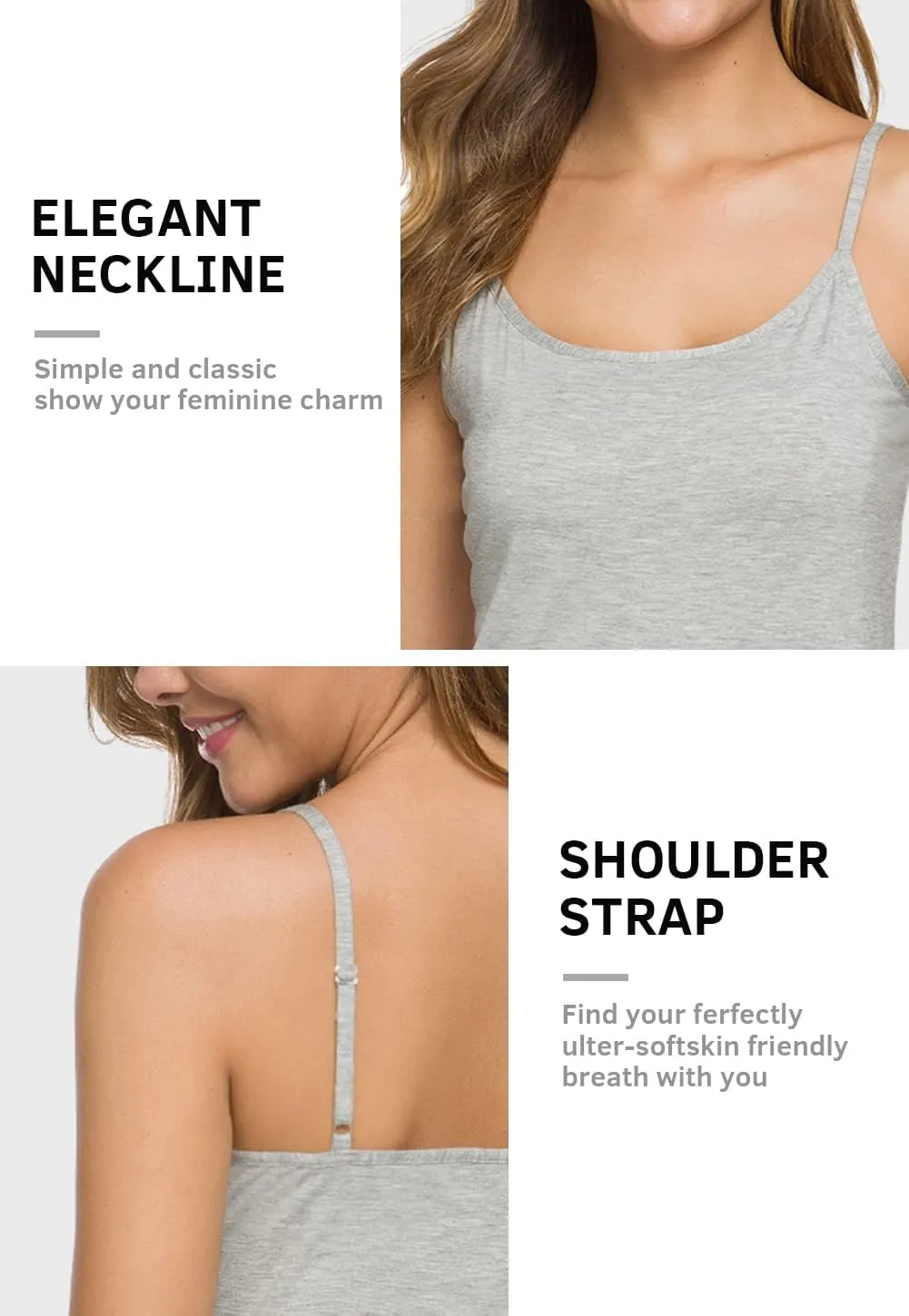 Knuffnee Women Camisoles Spaghetti Strap Tank Top Basic Cami Undershirt 4 Pack
