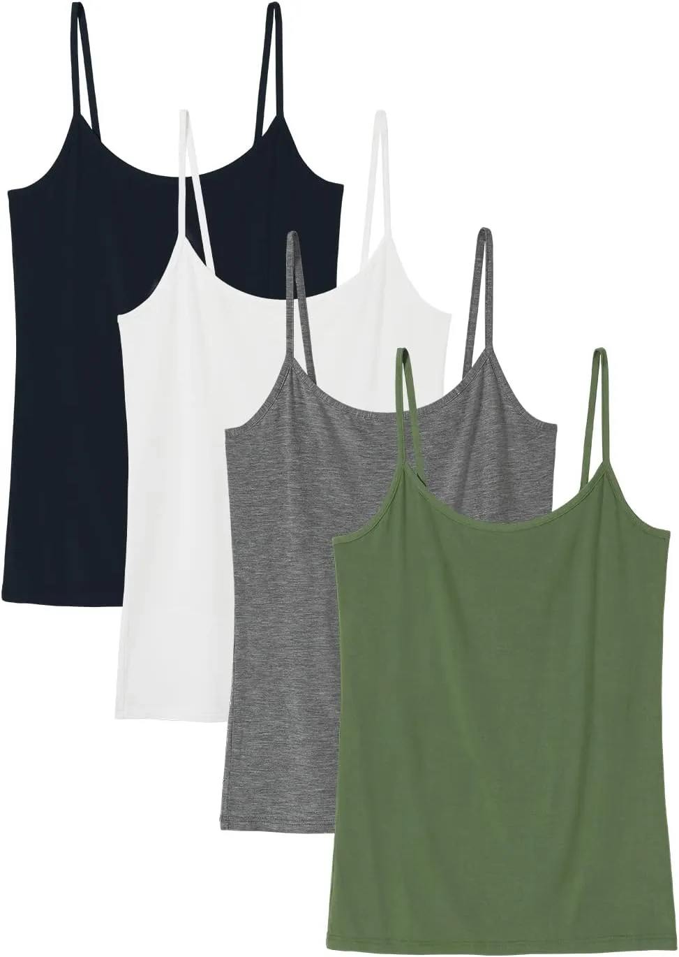 Knuffnee Women Camisoles Spaghetti Strap Tank Top Basic Cami Undershirt 4 Pack
