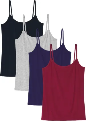 Knuffnee Women Camisoles Spaghetti Strap Tank Top Basic Cami Undershirt 4 Pack
